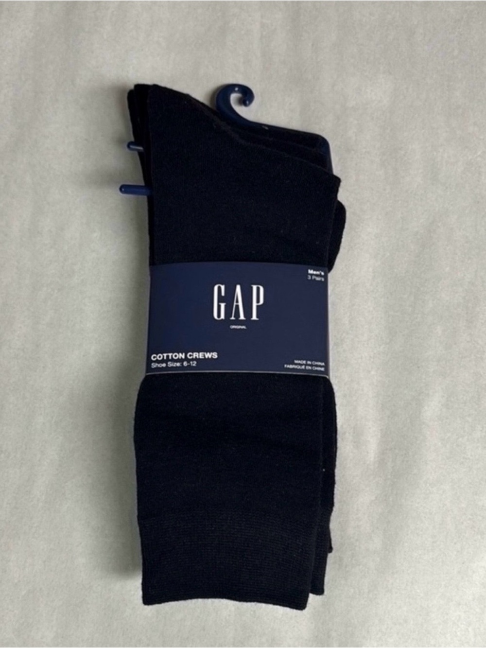 New Gap Socks Men’s 3 Pair Black Cotton Crews Business Casual Dress Preppy Socks